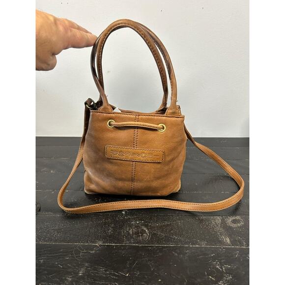 Vintage 00s Y2K FOSSIL Leather Convertible Bucket Bag Handbag Purse - Picture 3 of 10